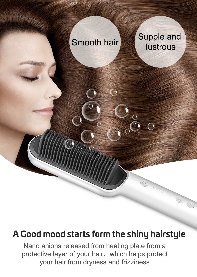 🔥 Electric Hair Straightening Comb – Fast & Safe Styling Brush