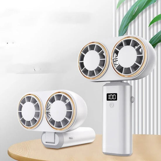 🌬️ USB Handheld Mini Fan – Foldable, Portable & Neck Hanging with 5-Speed & Display Screen 💨✨